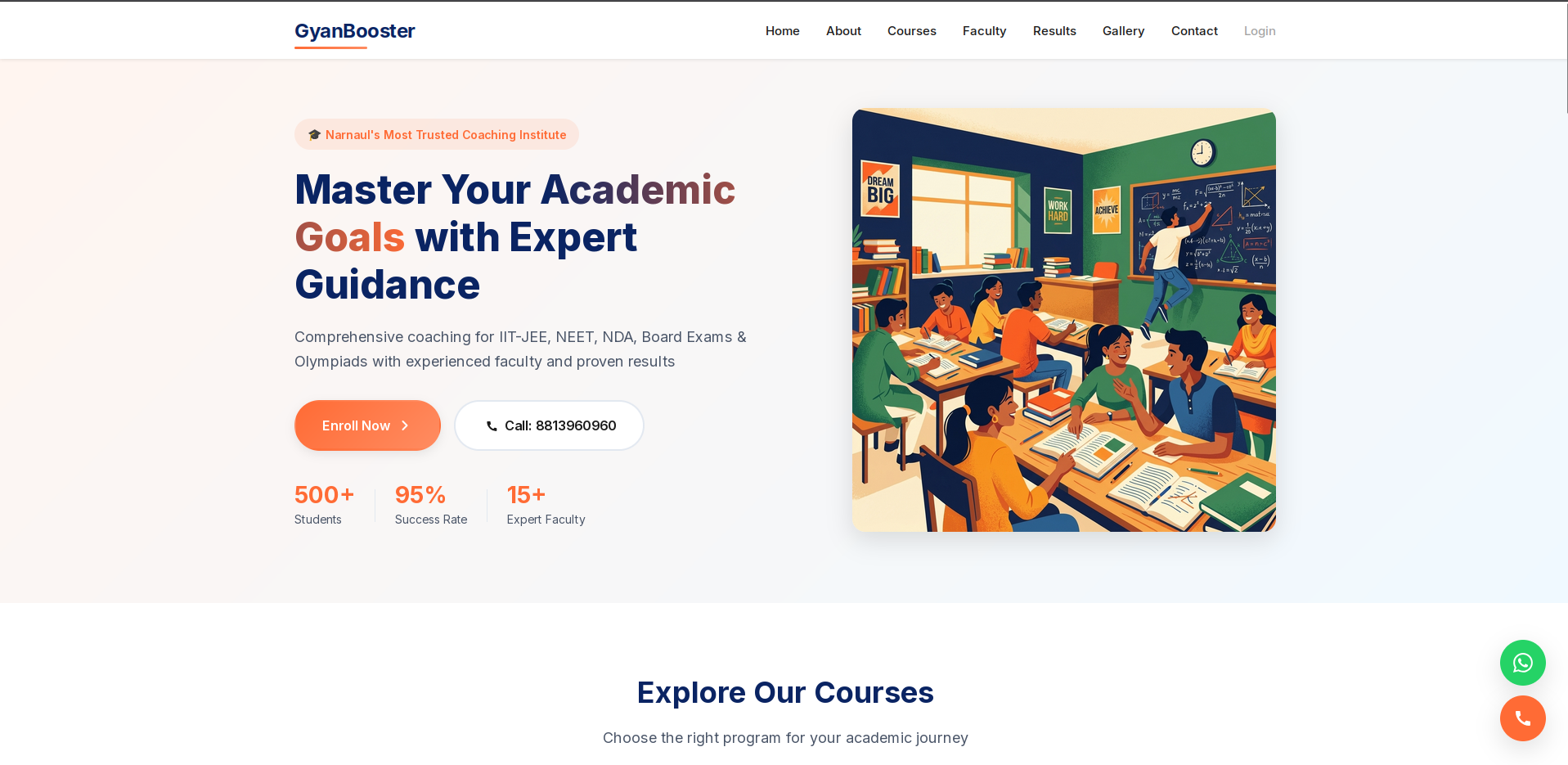 GyanBooster Coaching Institute Website Screenshot